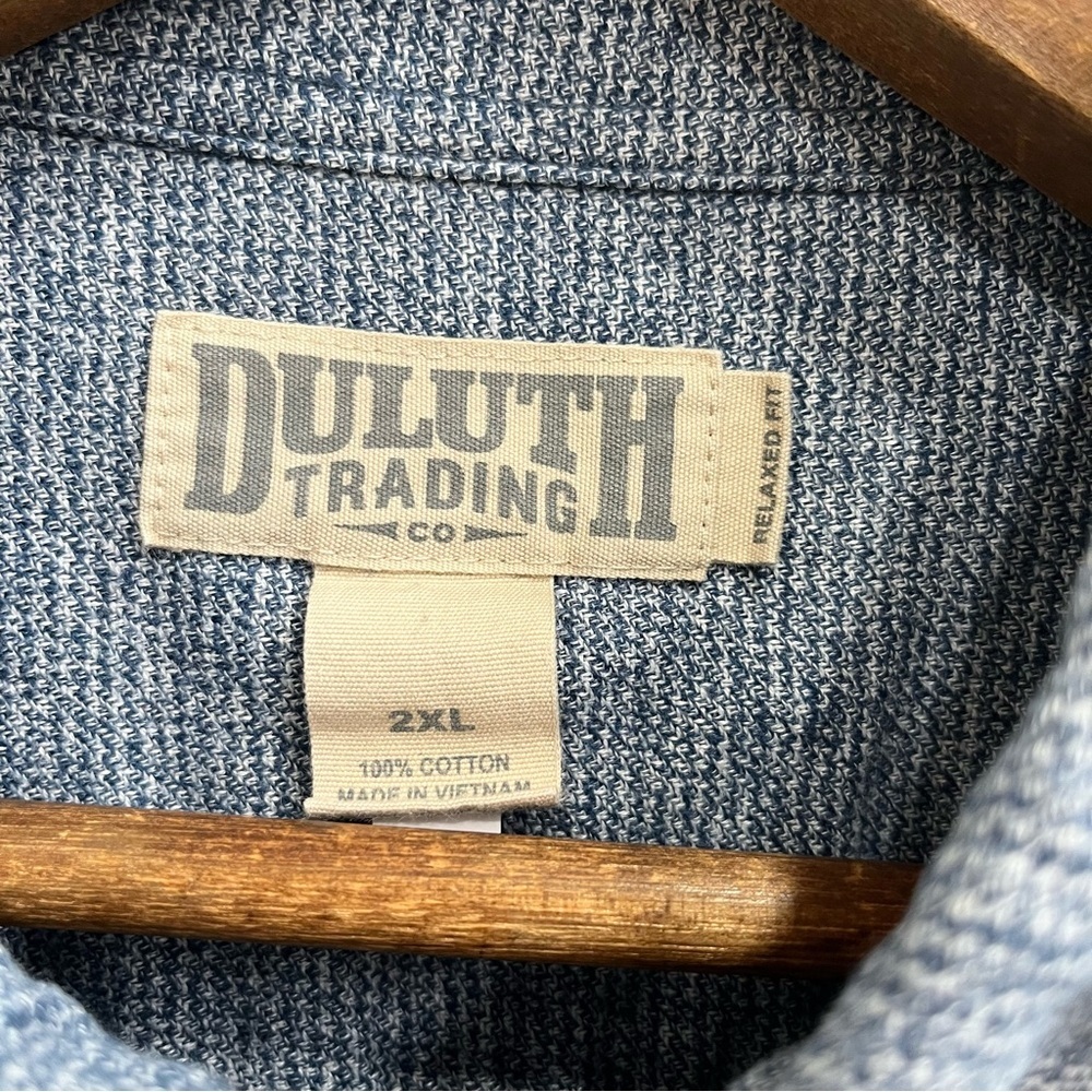Duluth Trading Kennesaw Relaxed Fit Long Sleeve Shirt  Blue Button Down Men 2XL - Picture 7 of 8